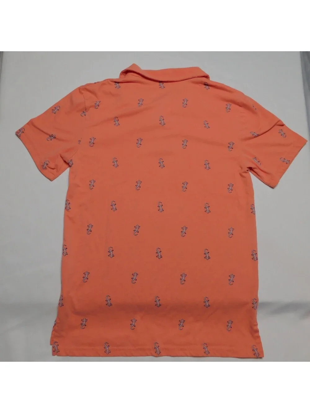 The Childrens Place Boys XXL 16 Polo Shirt Salmon Coral Pink Lizard Gecko All Ov